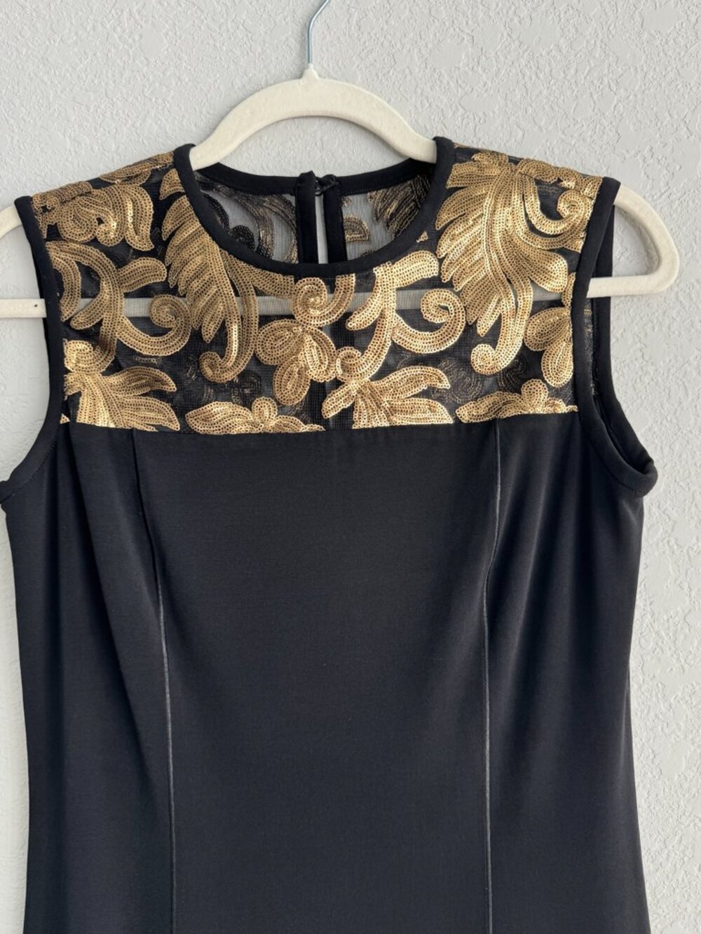 Eva Varro Black Gold Sequin Cocktail Dress Size M NWT Made in USA - Picture 4 of 9